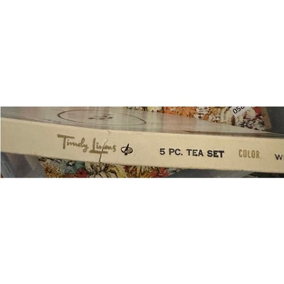 Timely Linens 5 Piece Tea Set White Sealed NIP - Picture 5 of 7